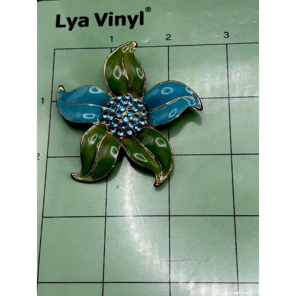 VTG 8 LARGE Flower Power Enamel Metal Brooch Pin Lot Retro 60s 70s( 1.75”-4”)
